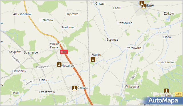 mapa Radlin gmina Jarocin, Radlin gmina Jarocin na mapie Targeo