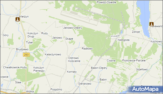 mapa Radłowo gmina Strzałkowo, Radłowo gmina Strzałkowo na mapie Targeo