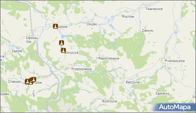 mapa Radomiłowice, Radomiłowice na mapie Targeo