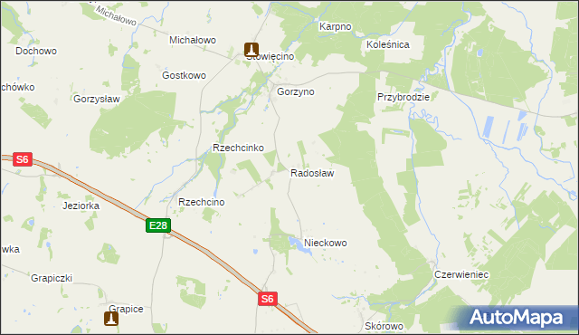 mapa Radosław gmina Potęgowo, Radosław gmina Potęgowo na mapie Targeo