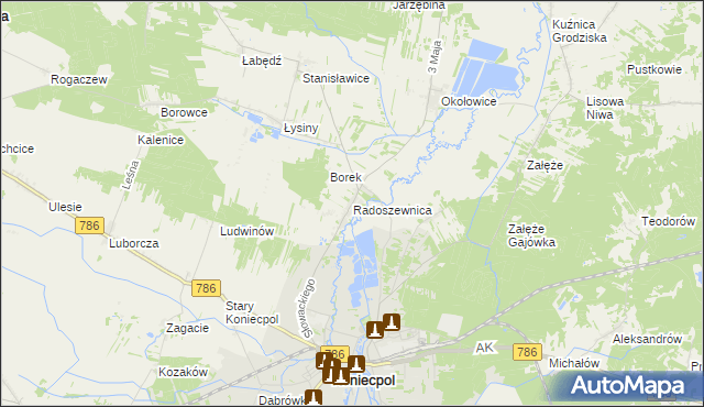 mapa Radoszewnica, Radoszewnica na mapie Targeo