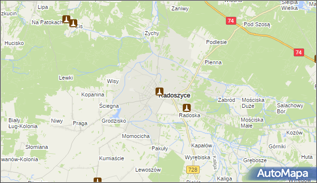 mapa Radoszyce powiat konecki, Radoszyce powiat konecki na mapie Targeo