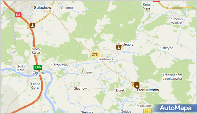 mapa Radowice, Radowice na mapie Targeo