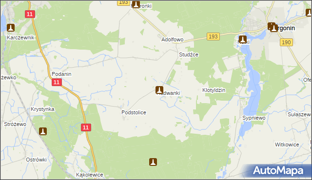 mapa Radwanki gmina Margonin, Radwanki gmina Margonin na mapie Targeo