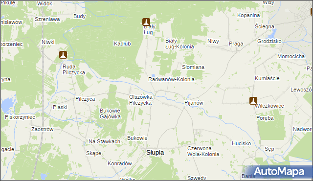 mapa Radwanów gmina Słupia Konecka, Radwanów gmina Słupia Konecka na mapie Targeo