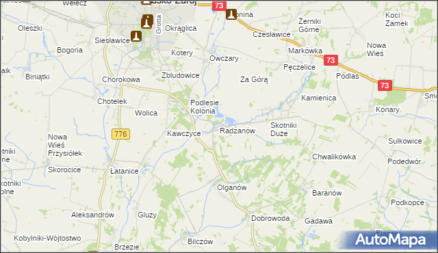 mapa Radzanów gmina Busko-Zdrój, Radzanów gmina Busko-Zdrój na mapie Targeo