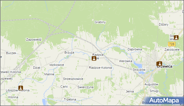 mapa Radzice Małe, Radzice Małe na mapie Targeo