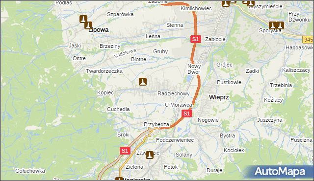 mapa Radziechowy, Radziechowy na mapie Targeo