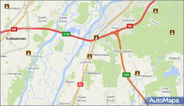 mapa Radziszewo gmina Gryfino, Radziszewo gmina Gryfino na mapie Targeo