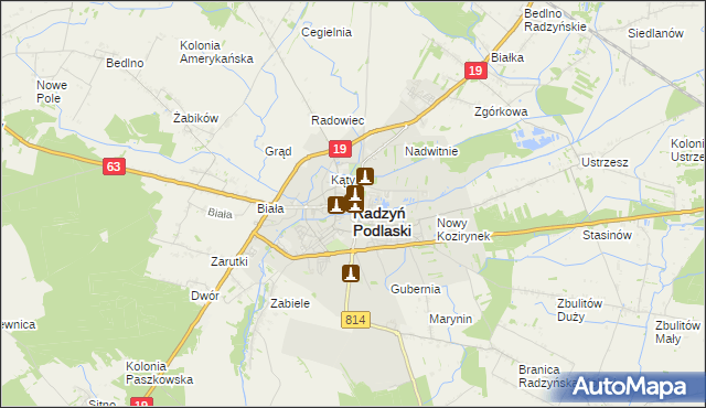 mapa Radzyń Podlaski, Radzyń Podlaski na mapie Targeo