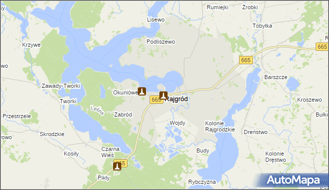 mapa Rajgród powiat grajewski, Rajgród powiat grajewski na mapie Targeo