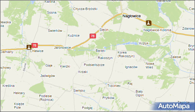 mapa Rakoszyn, Rakoszyn na mapie Targeo