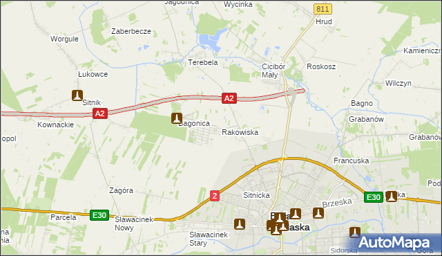 mapa Rakowiska gmina Biała Podlaska, Rakowiska gmina Biała Podlaska na mapie Targeo