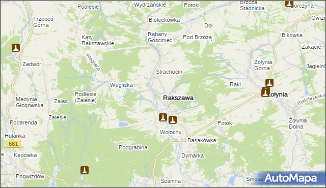 mapa Rakszawa powiat łańcucki, Rakszawa powiat łańcucki na mapie Targeo