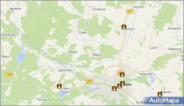 mapa Raszyn gmina Lubsko, Raszyn gmina Lubsko na mapie Targeo