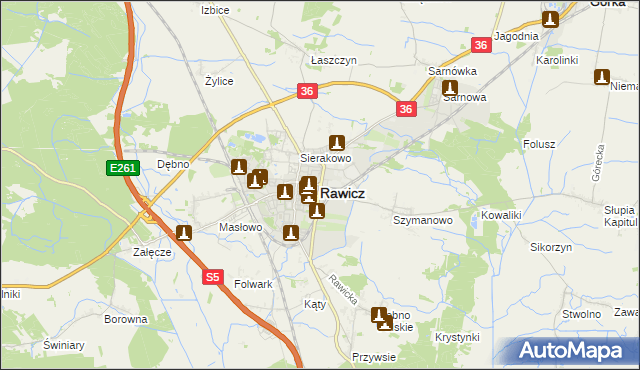 mapa Rawicz, Rawicz na mapie Targeo