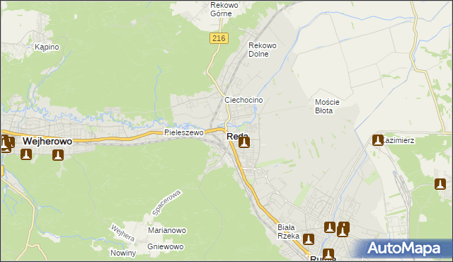 mapa Reda, Reda na mapie Targeo