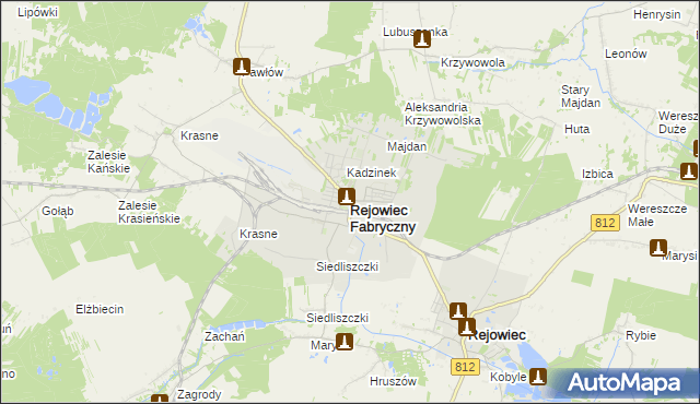 mapa Rejowiec Fabryczny, Rejowiec Fabryczny na mapie Targeo
