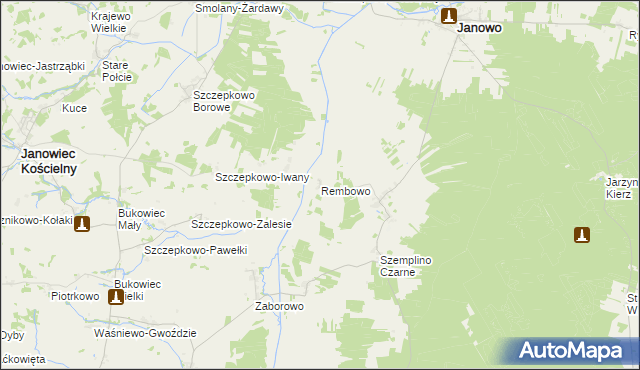 mapa Rembowo gmina Janowo, Rembowo gmina Janowo na mapie Targeo