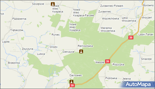 mapa Remiszówka, Remiszówka na mapie Targeo