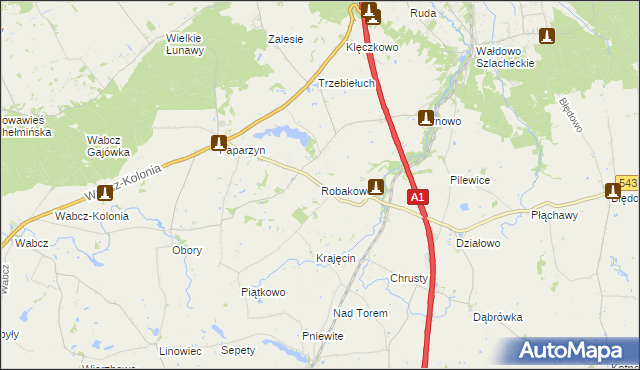 mapa Robakowo gmina Stolno, Robakowo gmina Stolno na mapie Targeo