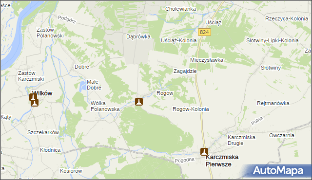 mapa Rogów gmina Wilków, Rogów gmina Wilków na mapie Targeo