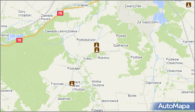 mapa Rokitno gmina Szczekociny, Rokitno gmina Szczekociny na mapie Targeo