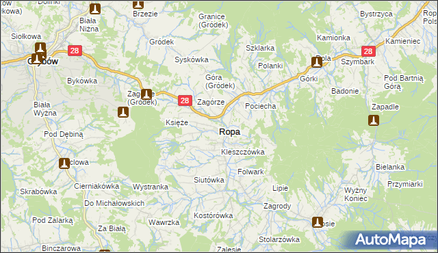 mapa Ropa, Ropa na mapie Targeo