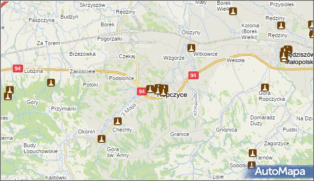 mapa Ropczyce, Ropczyce na mapie Targeo