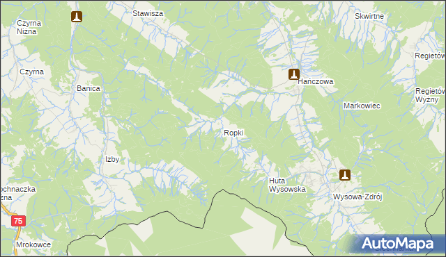 mapa Ropki, Ropki na mapie Targeo