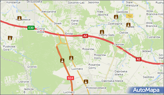 mapa Rosanów, Rosanów na mapie Targeo