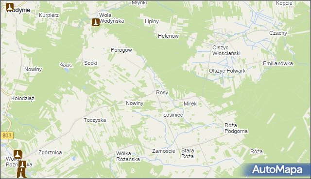 mapa Rosy, Rosy na mapie Targeo