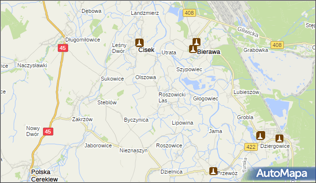 mapa Roszowicki Las, Roszowicki Las na mapie Targeo