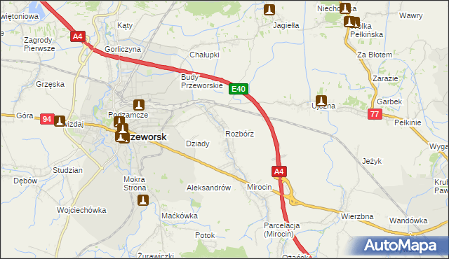 mapa Rozbórz, Rozbórz na mapie Targeo