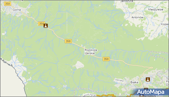 mapa Rozdroże Izerskie, Rozdroże Izerskie na mapie Targeo