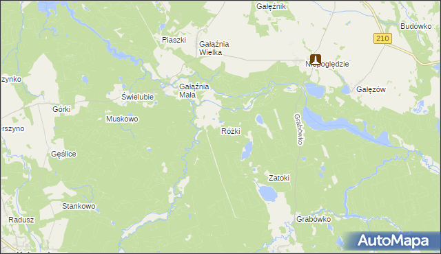 mapa Różki gmina Kołczygłowy, Różki gmina Kołczygłowy na mapie Targeo