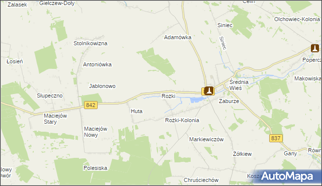 mapa Rożki gmina Żółkiewka, Rożki gmina Żółkiewka na mapie Targeo