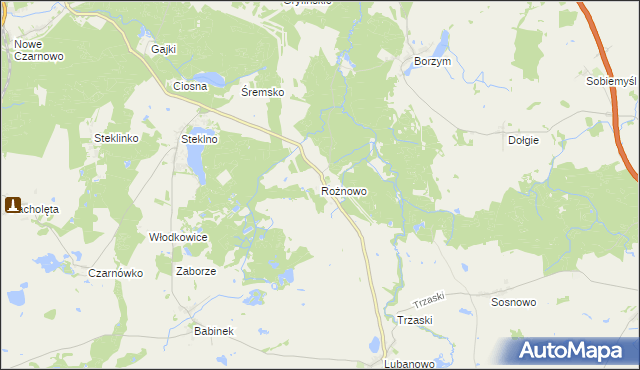 mapa Rożnowo gmina Banie, Rożnowo gmina Banie na mapie Targeo