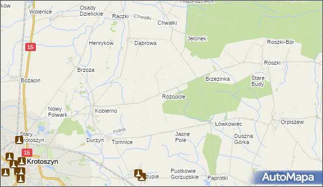 mapa Różopole, Różopole na mapie Targeo