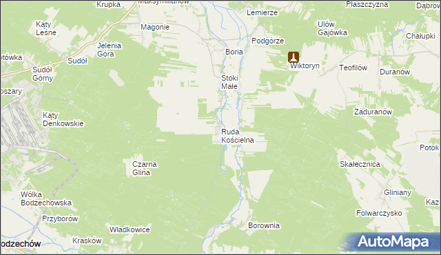 mapa Ruda Kościelna, Ruda Kościelna na mapie Targeo