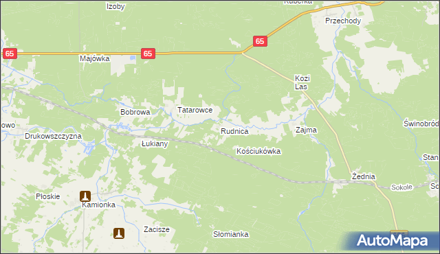 mapa Rudnica gmina Zabłudów, Rudnica gmina Zabłudów na mapie Targeo