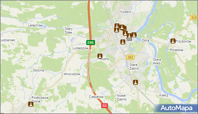 mapa Rudno gmina Nowa Sól, Rudno gmina Nowa Sól na mapie Targeo