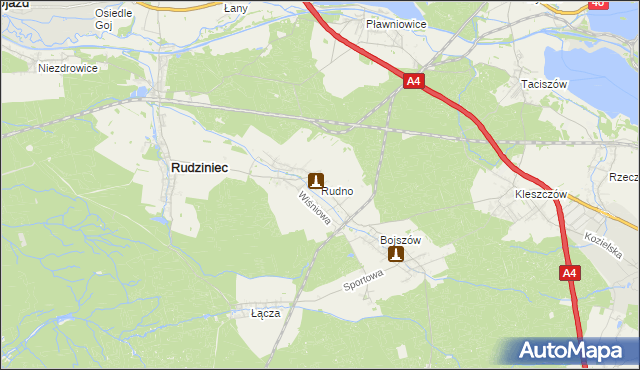 mapa Rudno gmina Rudziniec, Rudno gmina Rudziniec na mapie Targeo