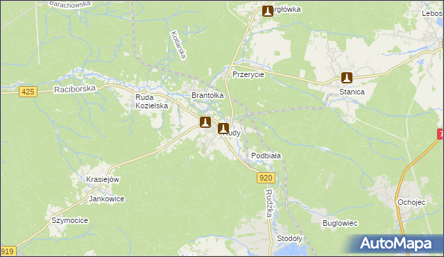 mapa Rudy gmina Kuźnia Raciborska, Rudy gmina Kuźnia Raciborska na mapie Targeo