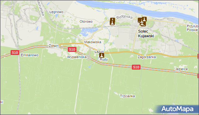 mapa Rudy gmina Solec Kujawski, Rudy gmina Solec Kujawski na mapie Targeo