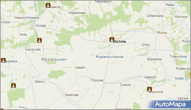 mapa Rudzienko-Kolonia, Rudzienko-Kolonia na mapie Targeo