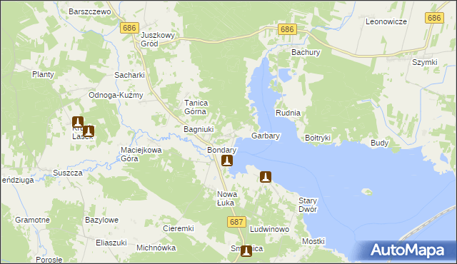 mapa Rybaki gmina Michałowo, Rybaki gmina Michałowo na mapie Targeo