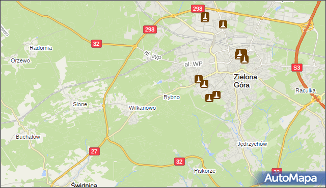 mapa Rybno gmina Świdnica, Rybno gmina Świdnica na mapie Targeo