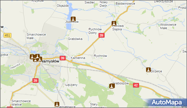 mapa Rychnów gmina Namysłów, Rychnów gmina Namysłów na mapie Targeo