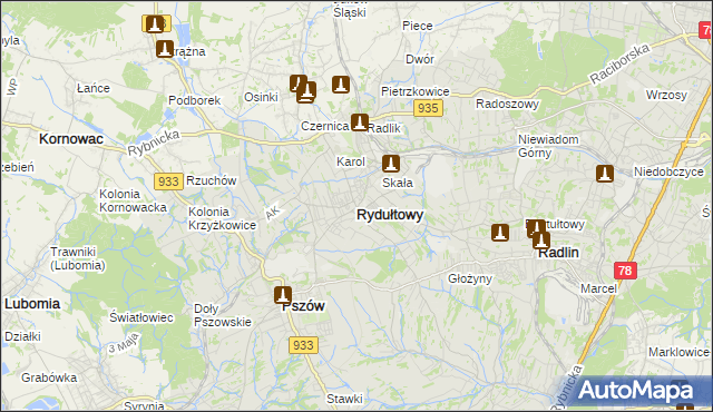 mapa Rydułtowy, Rydułtowy na mapie Targeo